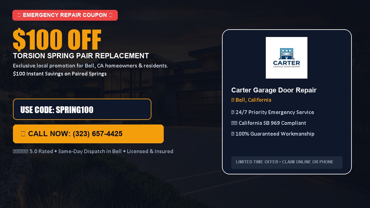 $100 OFF Heavy-Duty Torsion Spring Pair Replacement in Bell, CA